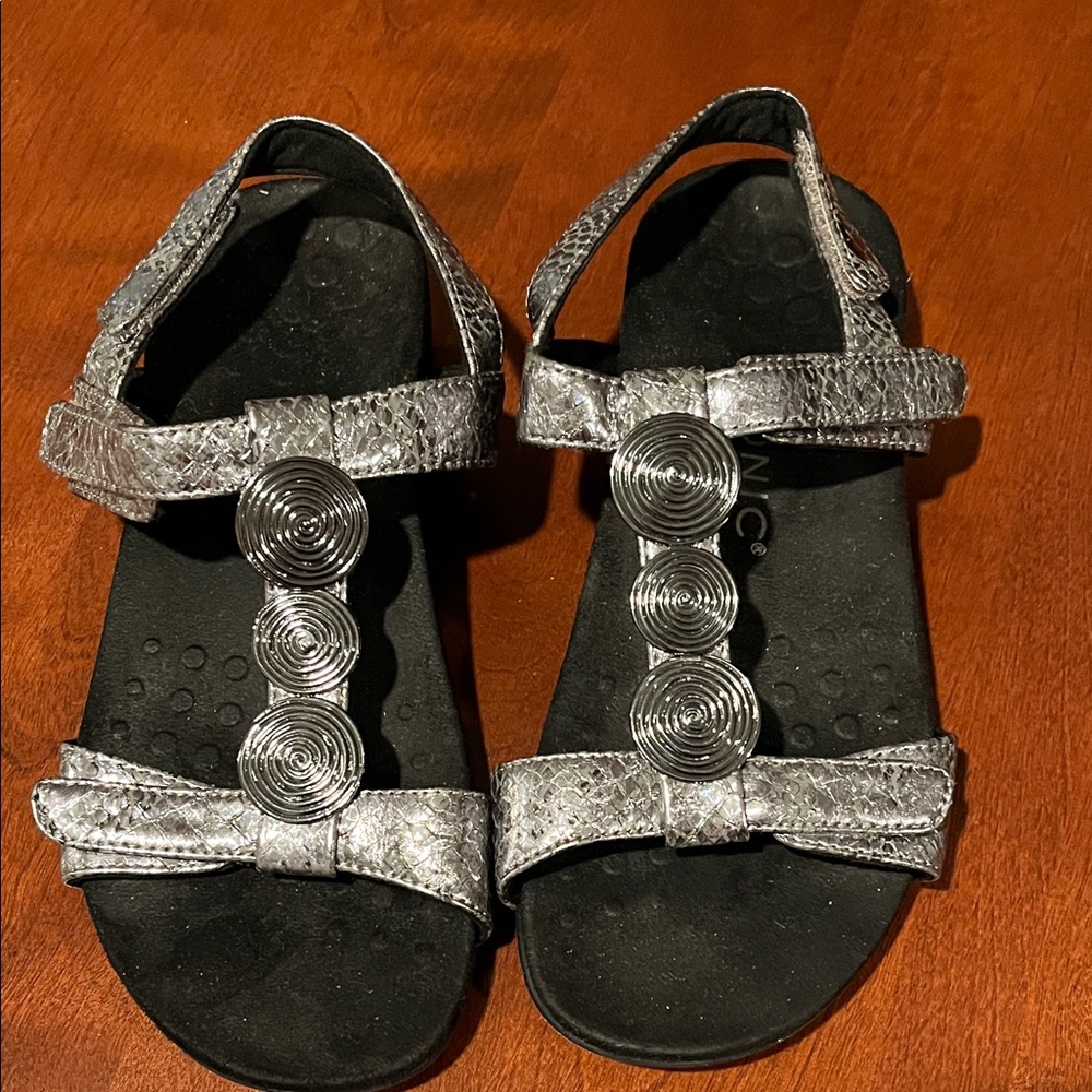 Vionic Metallic Sandals with Spiral Design